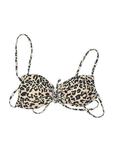 Pre-owned Unbranded Swimsuit Top Gold Animal Print Pattern Swimwear