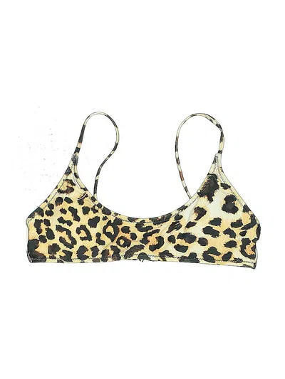 Pre-owned Unbranded Swimsuit Top Gold Animal Print Pattern Swimwear