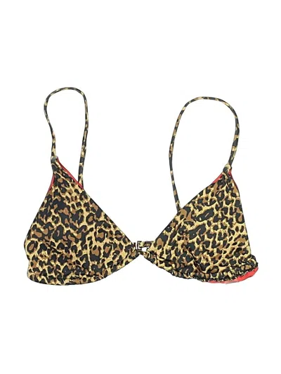 Pre-owned Unbranded Swimsuit Top Gold Animal Print Pattern Swimwear