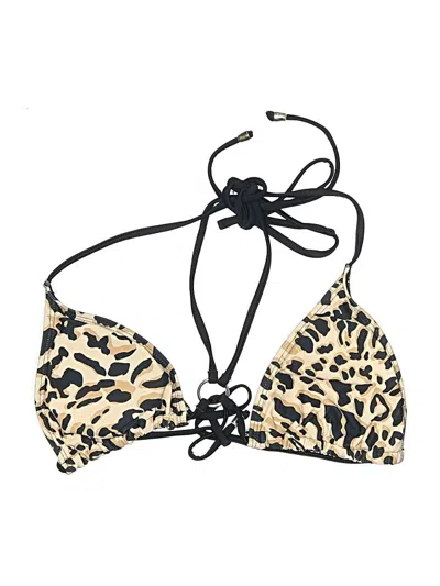 Pre-owned Unbranded Swimsuit Top Gold Animal Print Pattern Swimwear