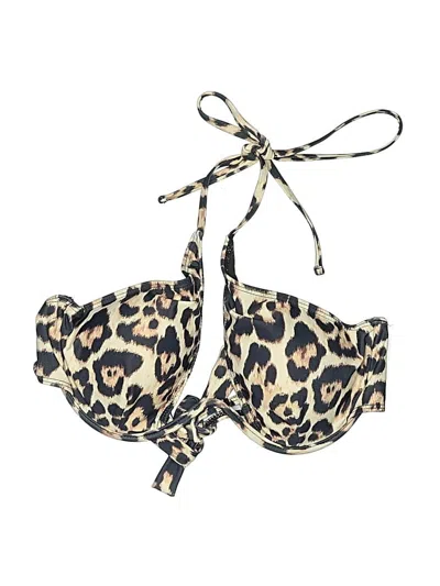 Pre-owned Unbranded Swimsuit Top Gold Animal Print Pattern Swimwear