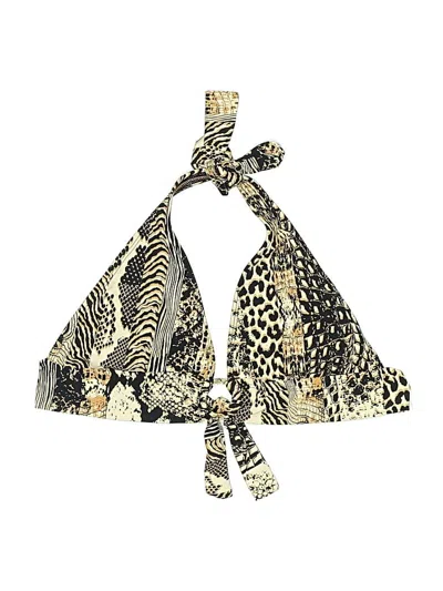 Pre-owned Unbranded Swimsuit Top Gold Animal Print Pattern Swimwear