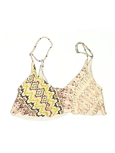 Pre-owned Unbranded Swimsuit Top Gold Print Pattern Swimwear