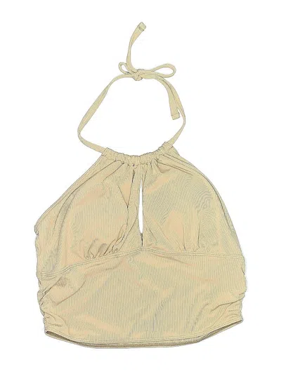 Pre-owned Unbranded Swimsuit Top Gold Solid Pattern Swimwear