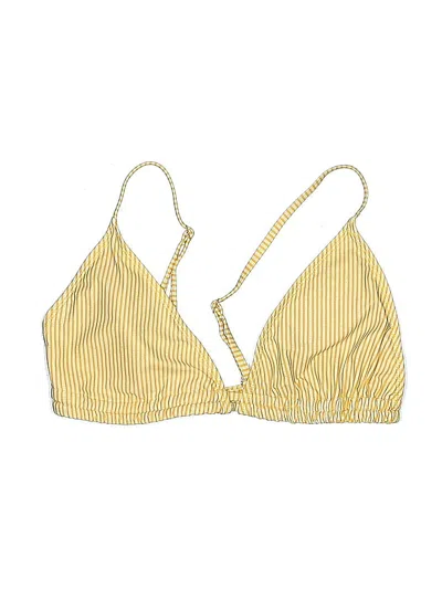 Pre-owned Unbranded Swimsuit Top Gold Stripes Pattern Swimwear