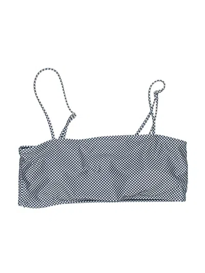 Pre-owned Unbranded Swimsuit Top Gray Checkered/gingham Pattern Swimwear