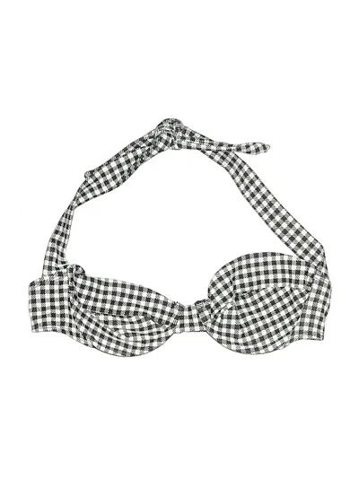Pre-owned Unbranded Swimsuit Top Gray Checkered/gingham Pattern Swimwear