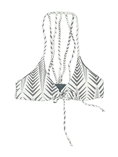 Pre-owned Unbranded Swimsuit Top Gray Chevron/herringbone Pattern Swimwear