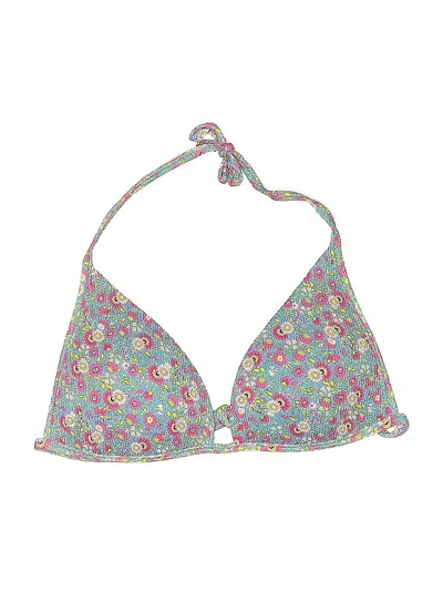 Pre-owned Unbranded Swimsuit Top Gray Floral Pattern Swimwear