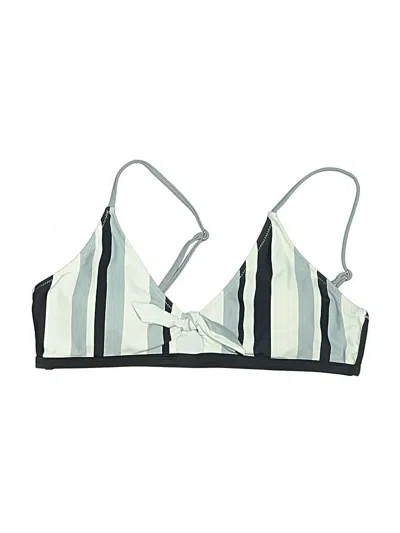 Pre-owned Unbranded Swimsuit Top Gray Stripes Pattern Swimwear