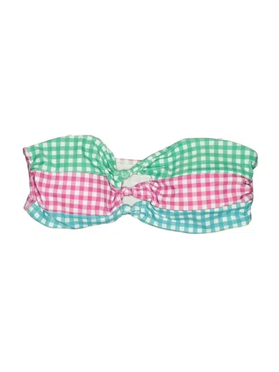 Pre-owned Unbranded Swimsuit Top Green Checkered/gingham Pattern Swimwear