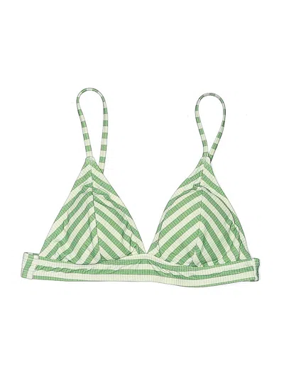 Pre-owned Unbranded Swimsuit Top Green Chevron/herringbone Pattern Swimwear