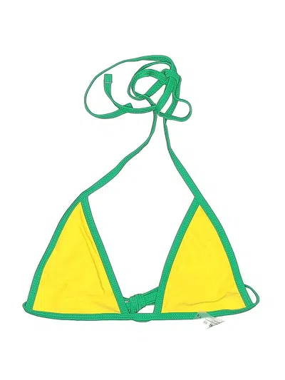 Pre-owned Unbranded Swimsuit Top Green Color Block Pattern Swimwear