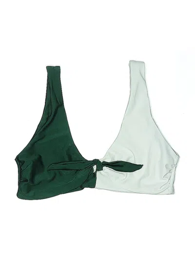 Pre-owned Unbranded Swimsuit Top Green Color Block Pattern Swimwear