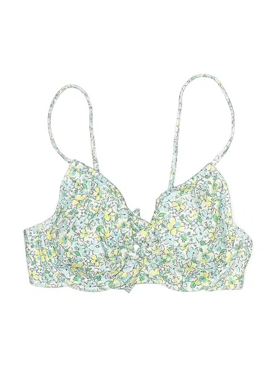 Pre-owned Unbranded Swimsuit Top Green Floral Pattern Swimwear