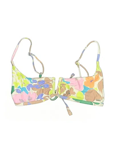 Pre-owned Unbranded Swimsuit Top Green Floral Pattern Swimwear