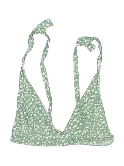 Pre-owned Unbranded Swimsuit Top Green Floral Pattern Swimwear