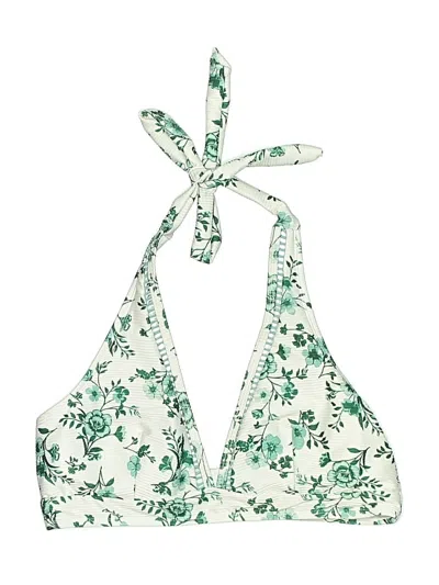 Pre-owned Unbranded Swimsuit Top Green Floral Pattern Swimwear