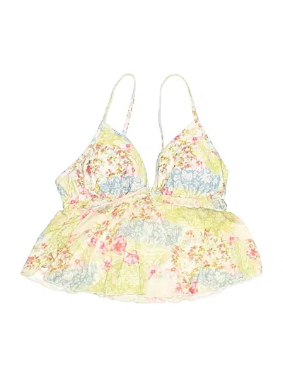 Pre-owned Unbranded Swimsuit Top Green Floral Pattern Swimwear