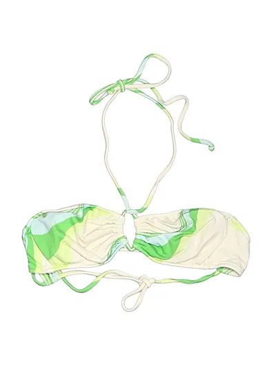 Pre-owned Unbranded Swimsuit Top Green Graphic Pattern Swimwear
