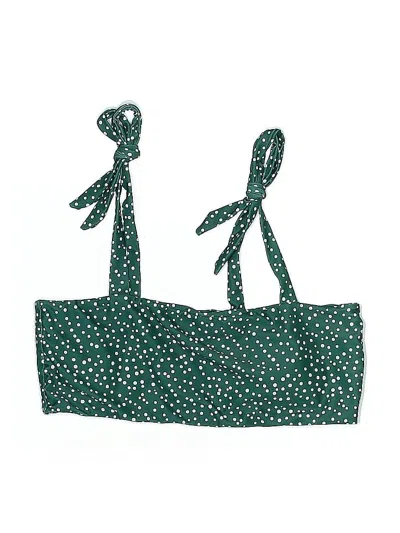 Pre-owned Unbranded Swimsuit Top Green Polka Dots Pattern Swimwear