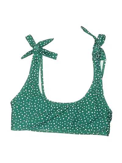 Pre-owned Unbranded Swimsuit Top Green Polka Dots Pattern Swimwear