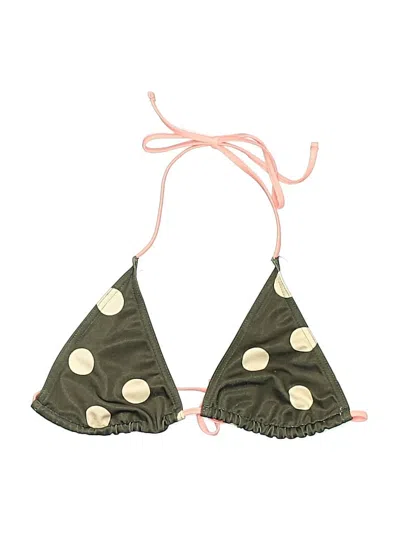 Pre-owned Unbranded Swimsuit Top Green Polka Dots Pattern Swimwear