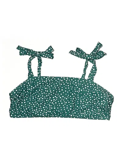 Pre-owned Unbranded Swimsuit Top Green Polka Dots Pattern Swimwear
