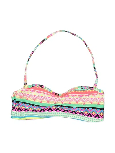 Pre-owned Unbranded Swimsuit Top Green Print Pattern Swimwear