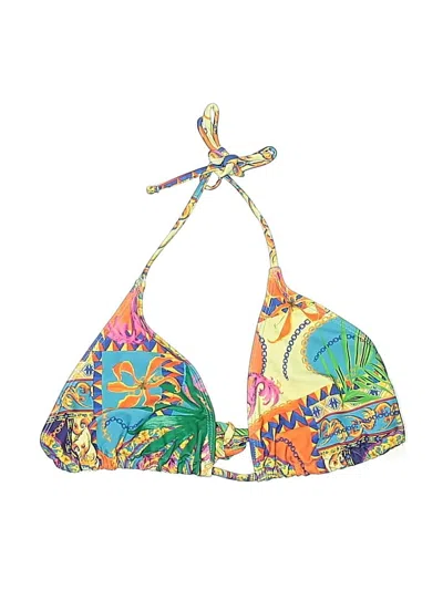 Pre-owned Unbranded Swimsuit Top Green Print Pattern Swimwear