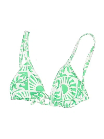 Pre-owned Unbranded Swimsuit Top Green Print Pattern Swimwear