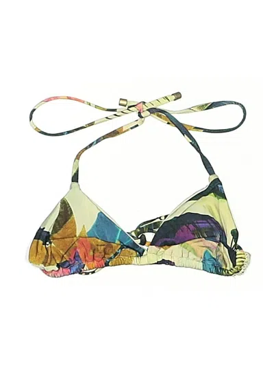 Pre-owned Unbranded Swimsuit Top Green Print Pattern Swimwear