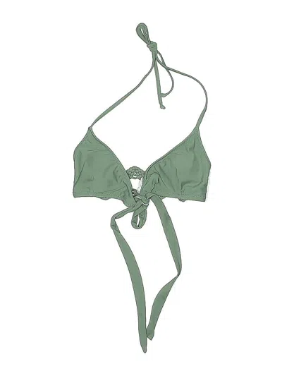 Pre-owned Unbranded Swimsuit Top Green Solid Pattern Swimwear