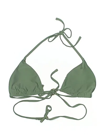 Pre-owned Unbranded Swimsuit Top Green Solid Pattern Swimwear