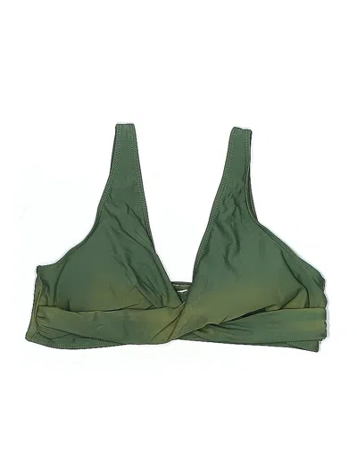 Pre-owned Unbranded Swimsuit Top Green Solid Pattern Swimwear