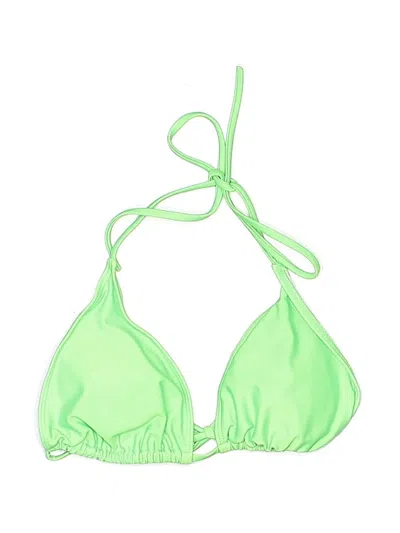 Pre-owned Unbranded Swimsuit Top Green Solid Pattern Swimwear