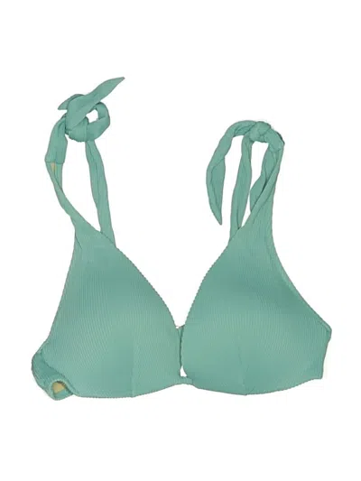Pre-owned Unbranded Swimsuit Top Green Solid Pattern Swimwear