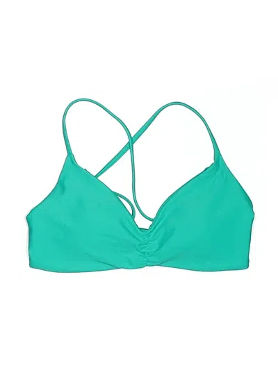 Pre-owned Unbranded Swimsuit Top Green Solid Pattern Swimwear