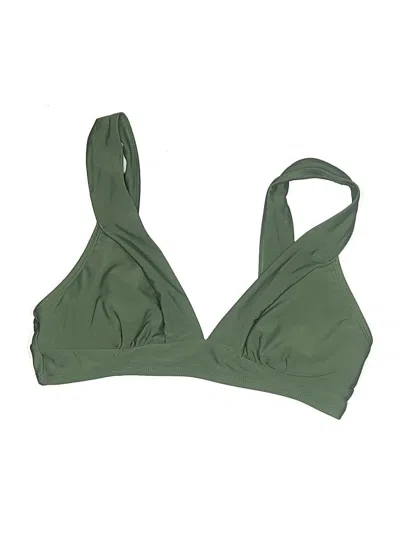 Pre-owned Unbranded Swimsuit Top Green Solid Pattern Swimwear
