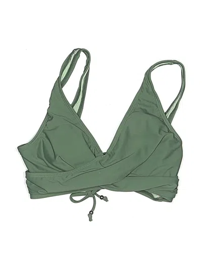 Pre-owned Unbranded Swimsuit Top Green Solid Pattern Swimwear
