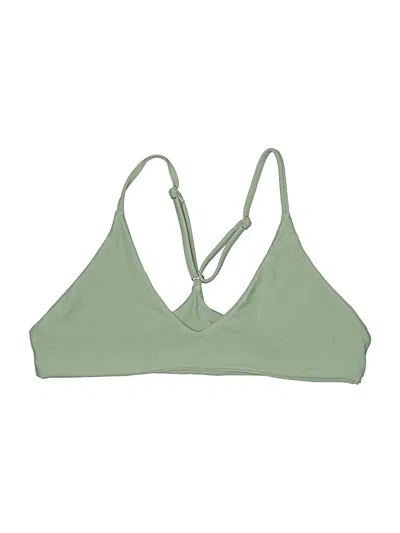 Pre-owned Unbranded Swimsuit Top Green Solid Pattern Swimwear