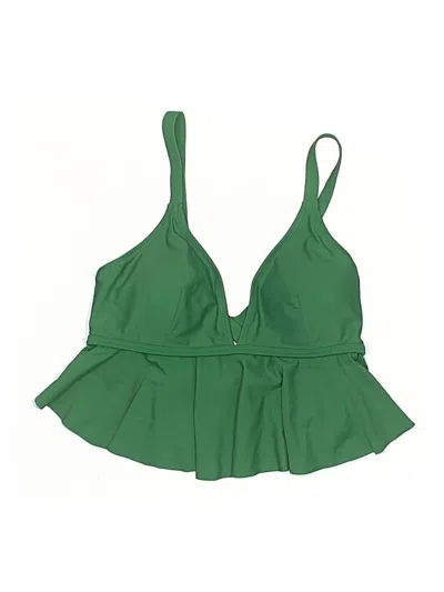 Pre-owned Unbranded Swimsuit Top Green Solid Pattern Swimwear