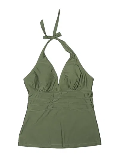 Pre-owned Unbranded Swimsuit Top Green Solid Pattern Swimwear