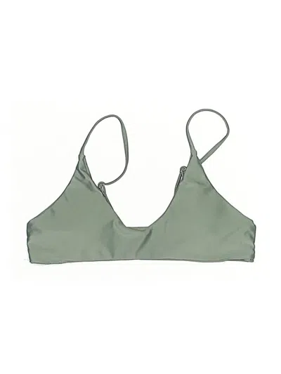 Pre-owned Unbranded Swimsuit Top Green Solid Pattern Swimwear