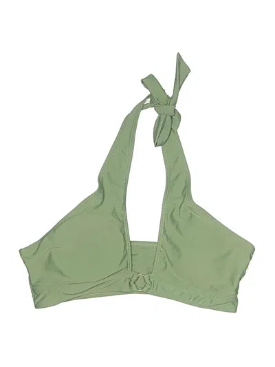Pre-owned Unbranded Swimsuit Top Green Solid Pattern Swimwear