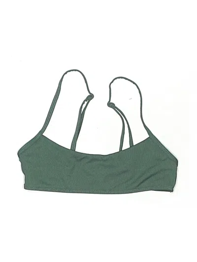 Pre-owned Unbranded Swimsuit Top Green Solid Pattern Swimwear