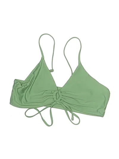 Pre-owned Unbranded Swimsuit Top Green Solid Pattern Swimwear
