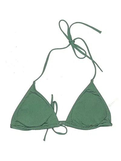 Pre-owned Unbranded Swimsuit Top Green Solid Pattern Swimwear