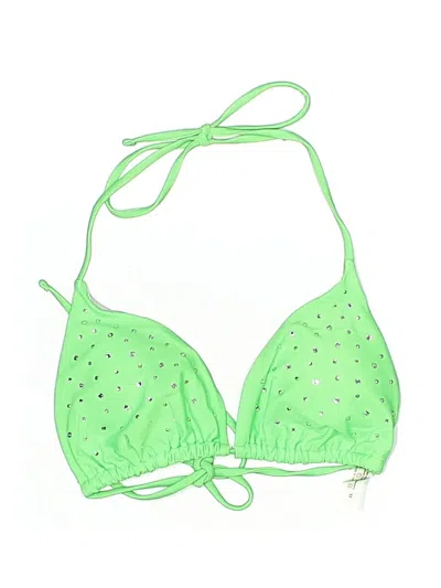 Pre-owned Unbranded Swimsuit Top Green Stars Pattern Swimwear