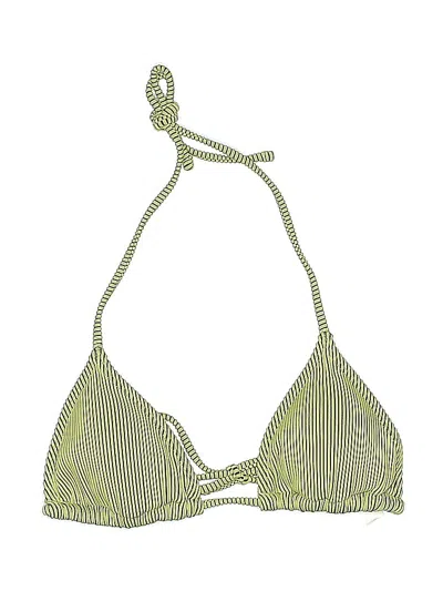 Pre-owned Unbranded Swimsuit Top Green Stripes Pattern Swimwear